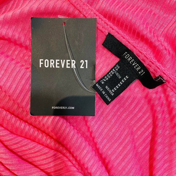 Hot Pink Bodysuit Long Sleeve V Neck Stretch Open Peekaboo Size M - Forever 21 - Picture 5 of 8